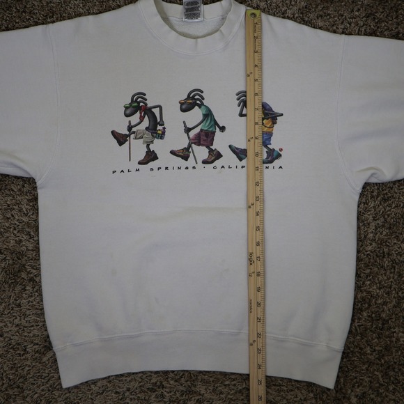 Vintage 1998 Palm Springs California Hiking Sweatshirt White Adult Large - Picture 12 of 14